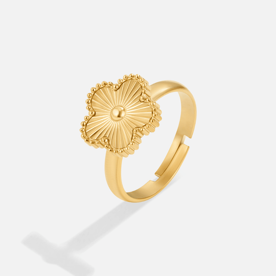 Guld firkløver-ring